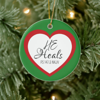 God Heals the Brokenhearted Green Christmas Keramisch Ornament