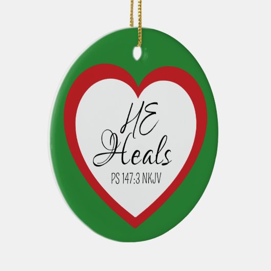 God Heals the Brokenhearted Green Christmas Keramisch Ornament (Rechts)