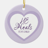 God Heals the Brokenhearted Light Purple Christmas Keramisch Ornament (Voorkant)