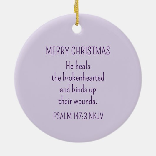 God Heals the Brokenhearted Light Purple Christmas Keramisch Ornament (Achterkant)