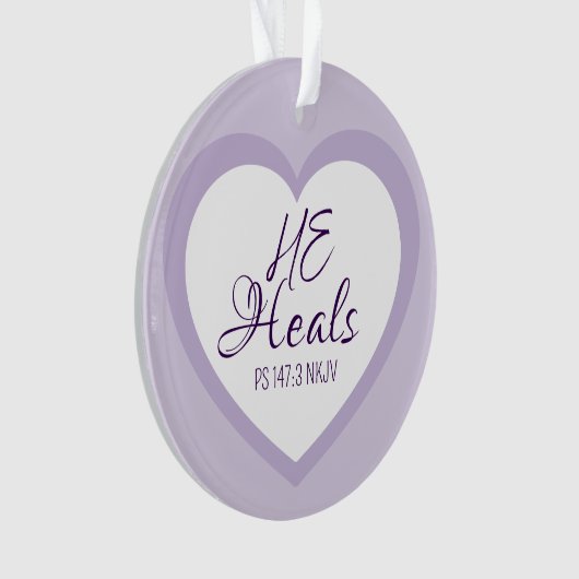 God Heals the Brokenhearted Light Purple Christmas Ornament (voorkant)