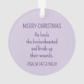 God Heals the Brokenhearted Light Purple Christmas Ornament (achterkant)