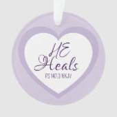 God Heals the Brokenhearted Light Purple Christmas Ornament (voorkant)