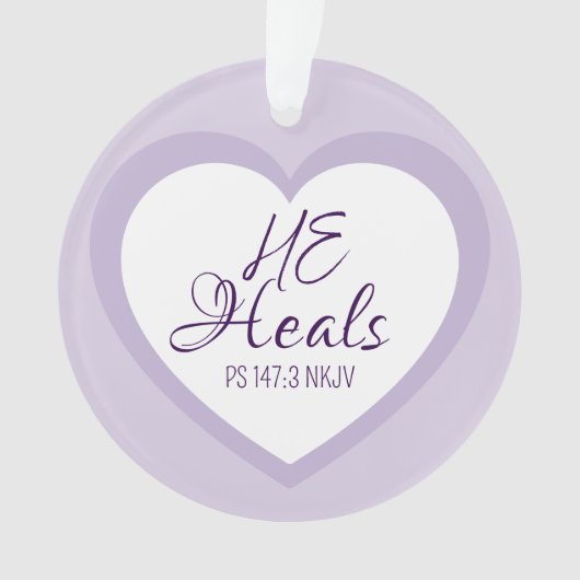 God Heals the Brokenhearted Light Purple Christmas Ornament (voorkant)