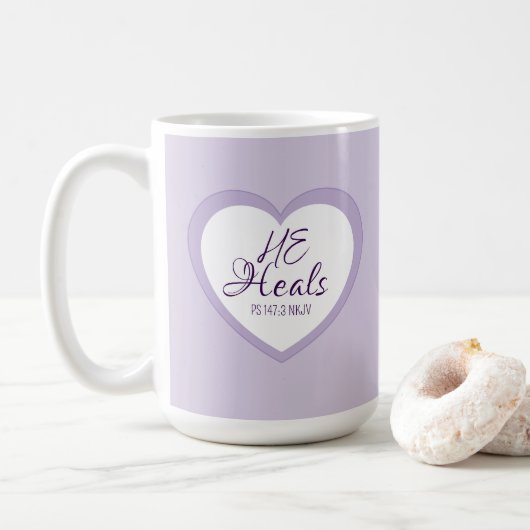 God Heals the Brokenhearted Light Purple Comfort Koffiemok (Met donut)