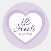 God Heals the Brokenhearted Light Purple Comfort Ronde Sticker (Voorkant)