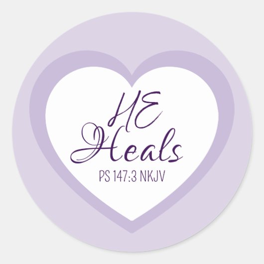 God Heals the Brokenhearted Light Purple Comfort Ronde Sticker (Voorkant)