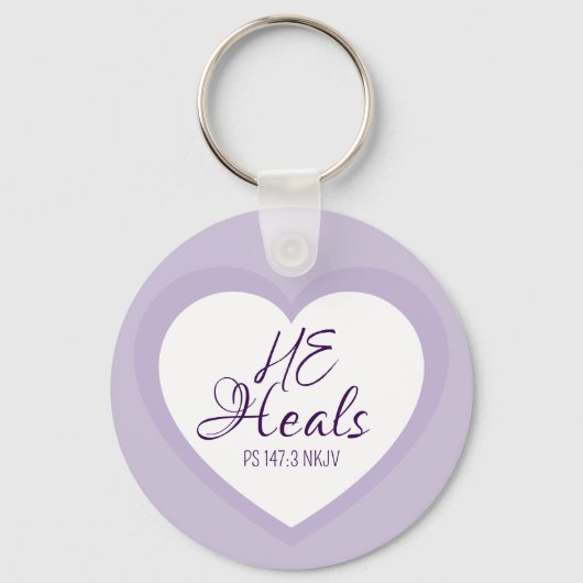 God Heals the Brokenhearted Light Purple Comfort Sleutelhanger (Voorkant)