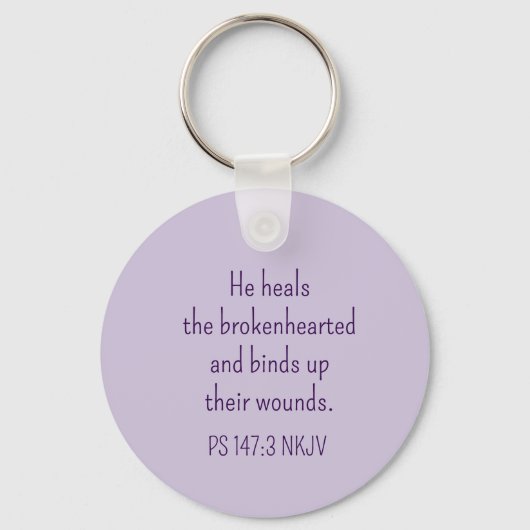 God Heals the Brokenhearted Light Purple Comfort Sleutelhanger (Achterkant)