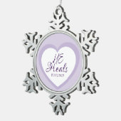 God Heals the Brokenhearted Light Purple Tin Sneeuwvlok Ornament (Rechts)