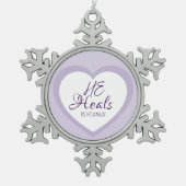 God Heals the Brokenhearted Light Purple Tin Sneeuwvlok Ornament (Voorkant)