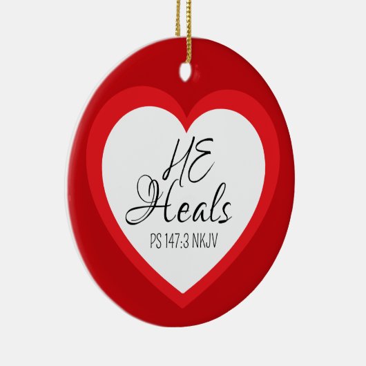 God Heals the Brokenhearted Red Christmas Keramisch Ornament (Rechts)