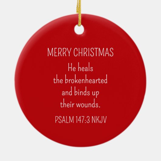 God Heals the Brokenhearted Red Christmas Keramisch Ornament (Achterkant)