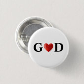 God Heart Calligrafie Ronde Button 3,2 Cm (Voorkant /achterkant)