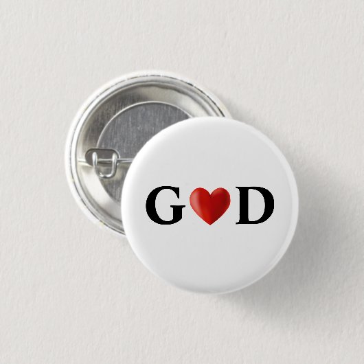 God Heart Calligrafie Ronde Button 3,2 Cm (Voorkant /achterkant)
