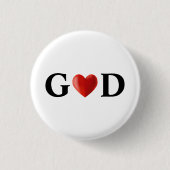 God Heart Calligrafie Ronde Button 3,2 Cm (Voorkant)