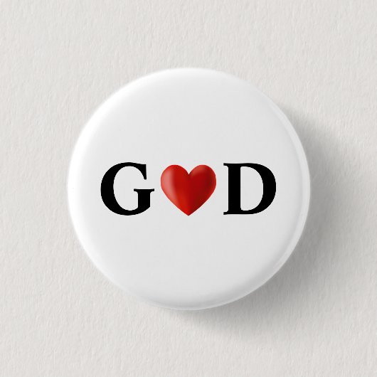 God Heart Calligrafie Ronde Button 3,2 Cm (Voorkant)