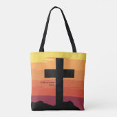 God heeft de controle. Jezus, Kruis, Bijbel, Relig Tote Bag (Achterkant)