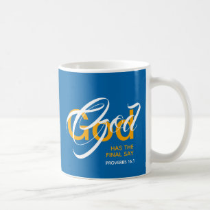 GOD HEEFT DE DEFINITIEVE SAY Monogram Scripts Blue Koffiemok