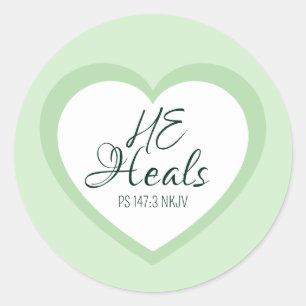 God Heeft de Gebrokenharten Zacht Groen Bemoedigen Ronde Sticker