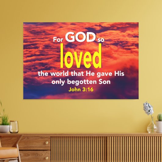 GOD HEEFT DE WERELD OP 3:16 GEPLAATST. CANVAS AFDRUK (Insitu (Woonkamer))