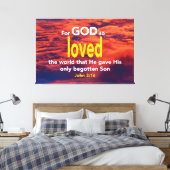 GOD HEEFT DE WERELD OP 3:16 GEPLAATST. CANVAS AFDRUK (Insitu (Slaapkamer))