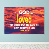 GOD HEEFT DE WERELD OP 3:16 GEPLAATST. CANVAS AFDRUK (Insitu (Houten vloer))
