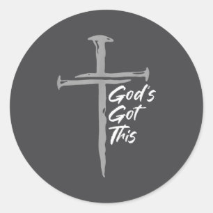 God heeft dit Christelijk Kruis Geloof Motivatie Ronde Sticker