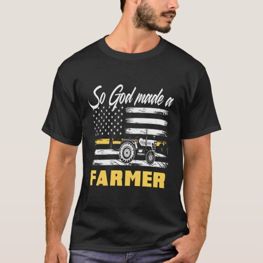 God heeft een boer-Amerikaanse vlagtractor-boer ge T-shirt (Voorkant)