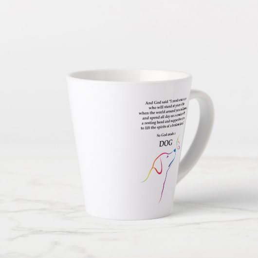 God heeft een hond gemaakt latte mok (Rechterhoek)