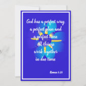 God heeft een perfecte manier Roman 8:28 Blauwe Ka Aankondiging (Voorkant)