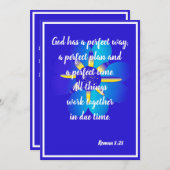 God heeft een perfecte manier Roman 8:28 Blauwe Ka Aankondiging (Voorkant / Achterkant)