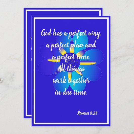 God heeft een perfecte manier Roman 8:28 Blauwe Ka Aankondiging (Voorkant / Achterkant)