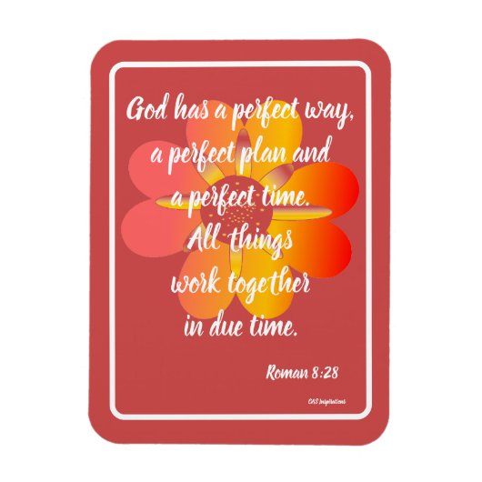 God heeft een perfecte manier Roman 8:28 Kaart Magneet (Verticaal)