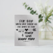 God heeft geen geest van angst gegeven Bijbelvers Briefkaart (Staand voorkant)