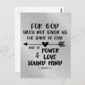 God heeft geen geest van angst gegeven Bijbelvers Briefkaart (Voorkant / Achterkant)