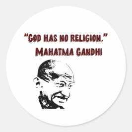 God heeft geen religie! - Mahatma Gandhi Ronde Sticker