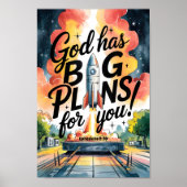 God heeft grote plannen Christelijke Nursery Wall  Poster (Voorkant)