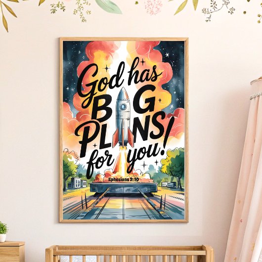 God heeft grote plannen Christelijke Nursery Wall  Poster
