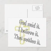 God Heeft Het Gezegd Gouden Kruis Briefkaart (Voorkant / Achterkant)