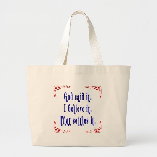 God heeft het gezegd! Vier rode bloemen Grote Tote Bag (Voorkant)