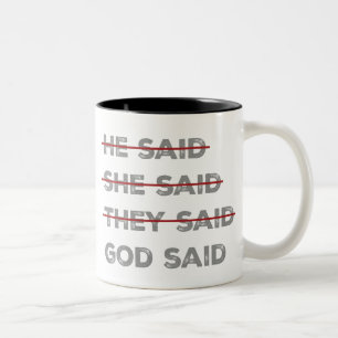 God heeft het laatste woord tweekleurige koffiemok