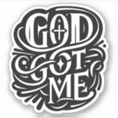 God heeft me gered sticker (Voorkant)