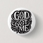 God heeft me te pakken ronde button 3,2 cm (Voorkant)