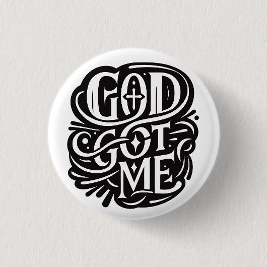 God heeft me te pakken ronde button 3,2 cm (Voorkant)