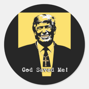God heeft mij gered, Trump Ronde Sticker
