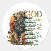 God heeft mij ontworpen... ronde sticker (Voorkant)