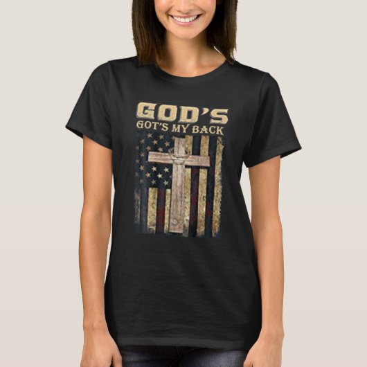 God heeft mijn Amerikaanse vlag Christelijk Jezus  T-shirt (Voorkant)