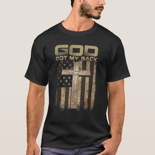 God heeft mijn Amerikaanse vlag Christelijk Jezus  T-shirt (Voorkant)