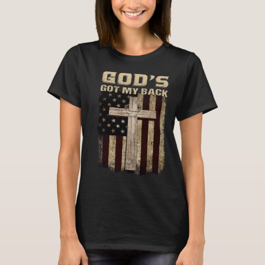 God heeft mijn rug t-shirt (Voorkant)